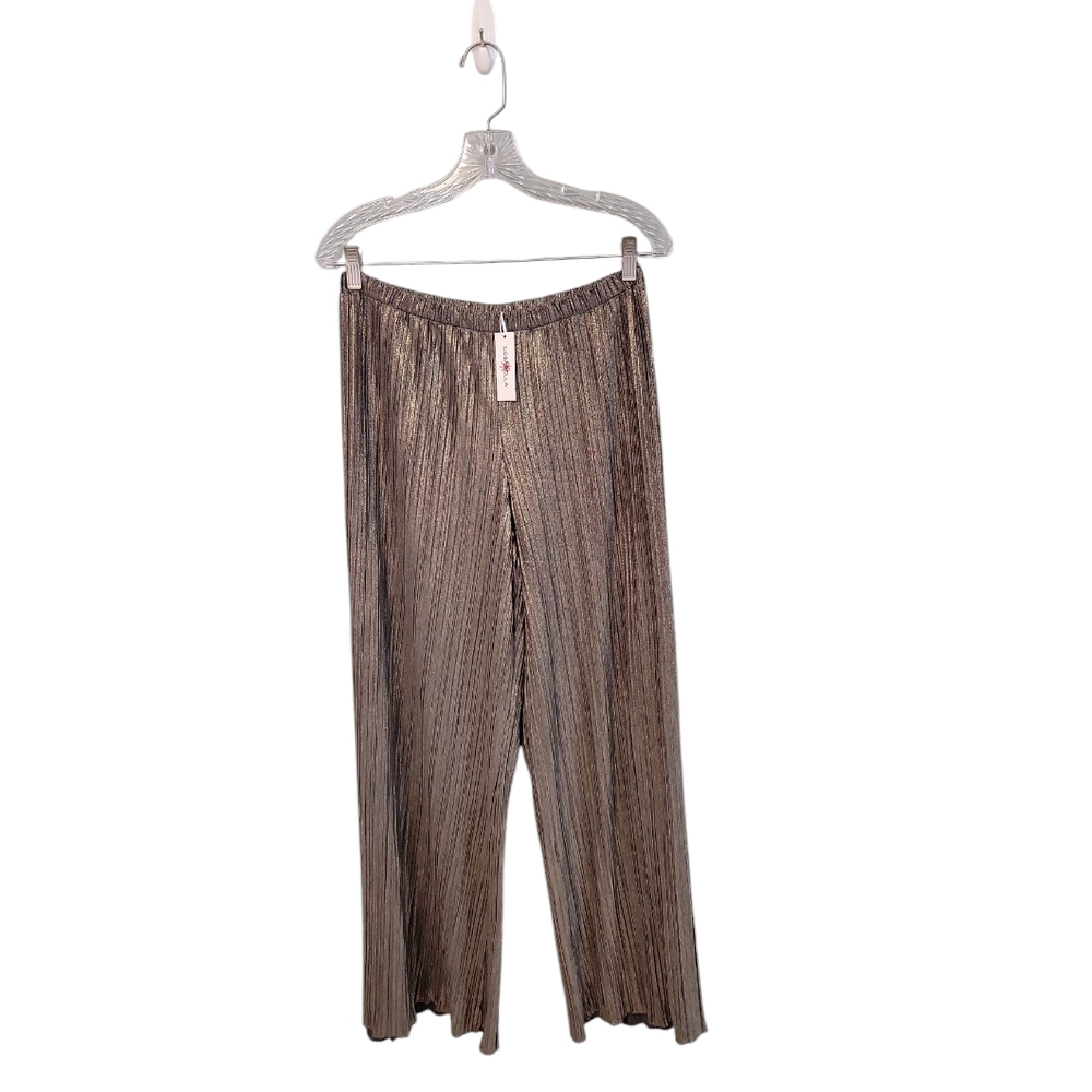 Cosabella Nwt Minimalista Text Wide Leg Metallic Gold Womens PJ Pants Size‎ MD